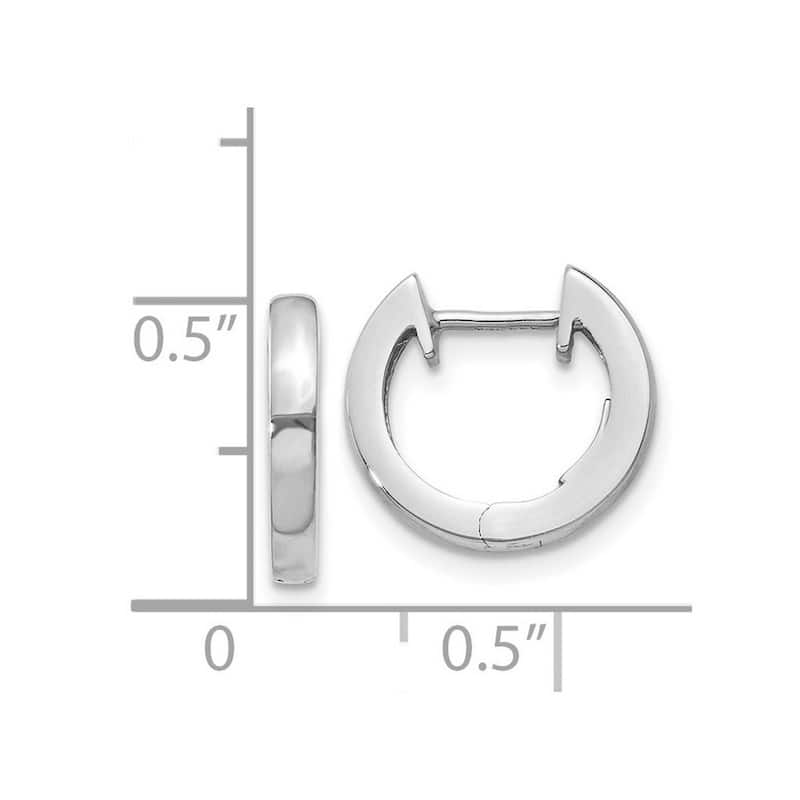 Curata 14k White Gold Solid Polished 14x3mm Hinged Huggies Hoop Earrings