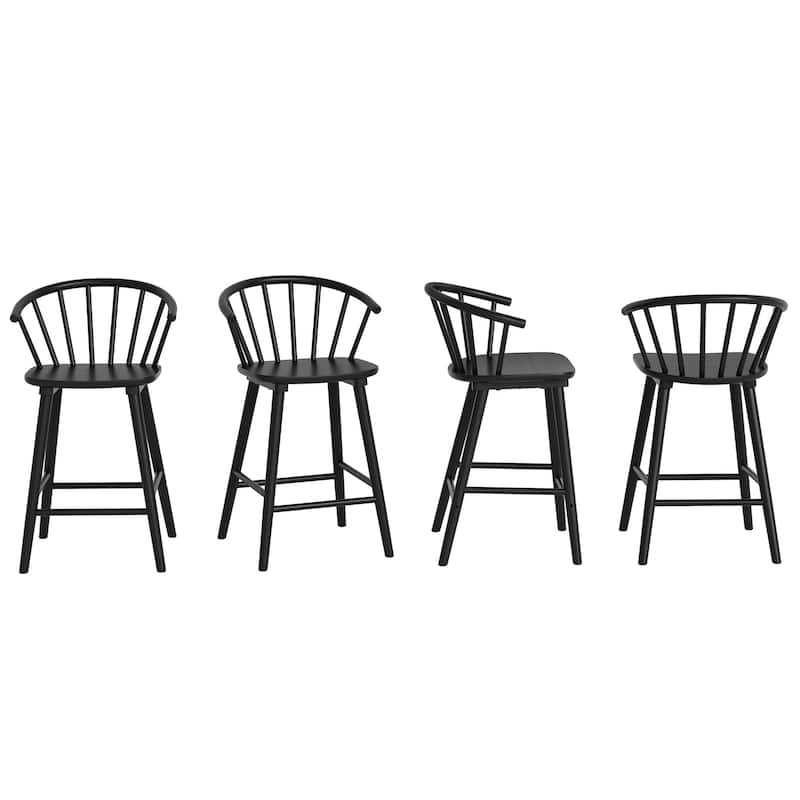 Wooden Stool 24.in Counter Height Bar Stools Spindle Back for Kitchen Island and Dining Room