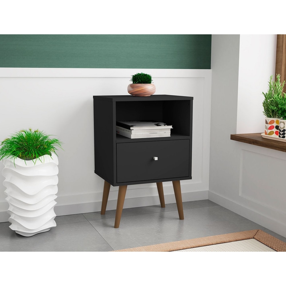 Manhattan comfort liberty mid century modern deals nightstand 2.0 with 2 full extension drawers