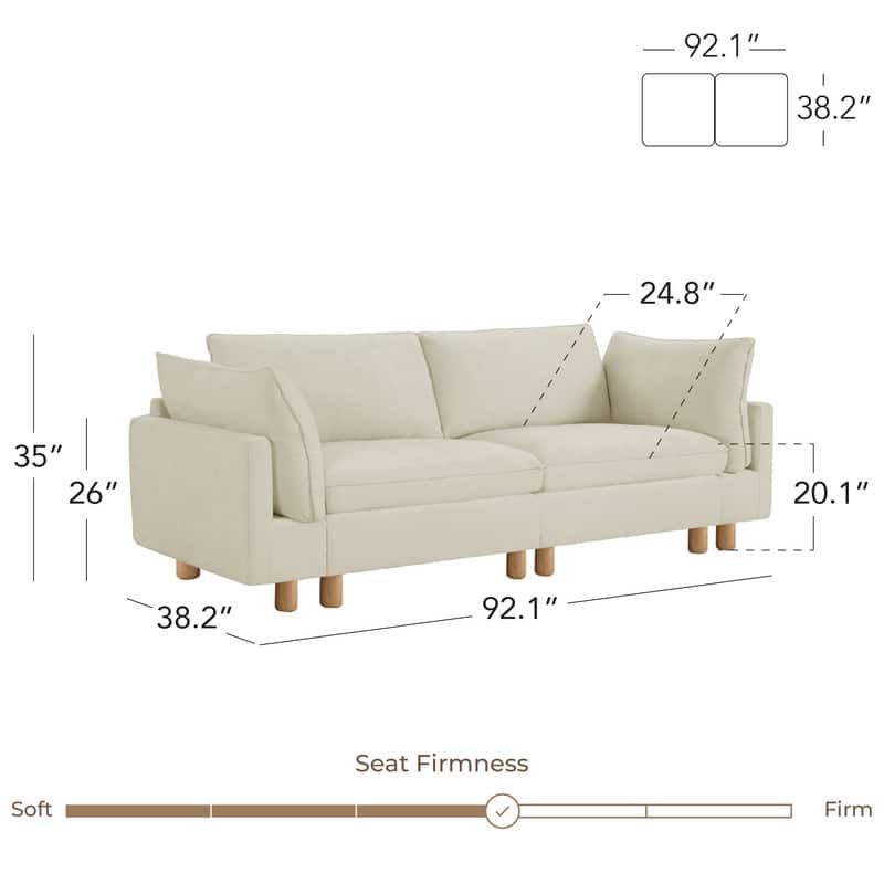 Spruce & Spring Modular Cloud Couch Sofa with Wood Legs for Living Room