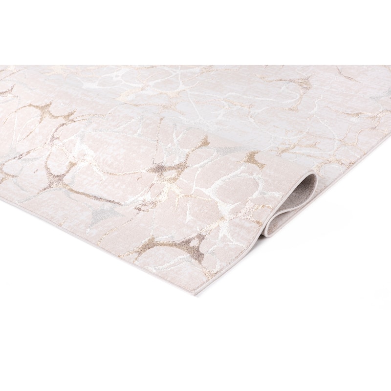 Liam Transitional Beige and Mustard Abstract Rug