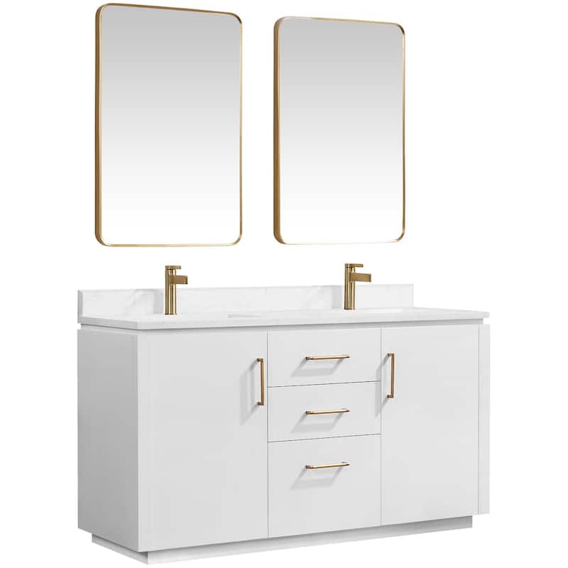 Miseno MV-SAN60M-GW San 60" Free Standing Double Basin Vanity Set with - White