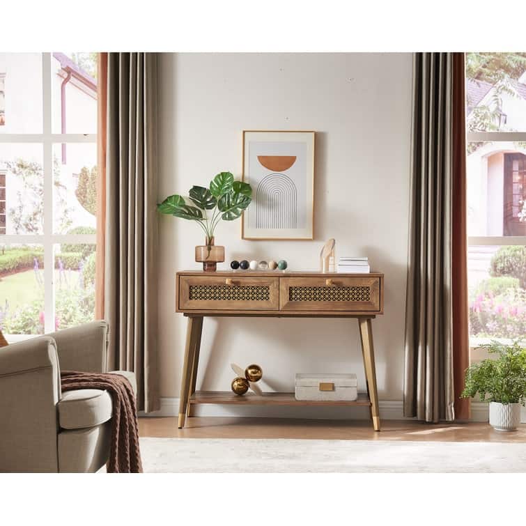 41.9'' Wood 2-Drawer Console Table