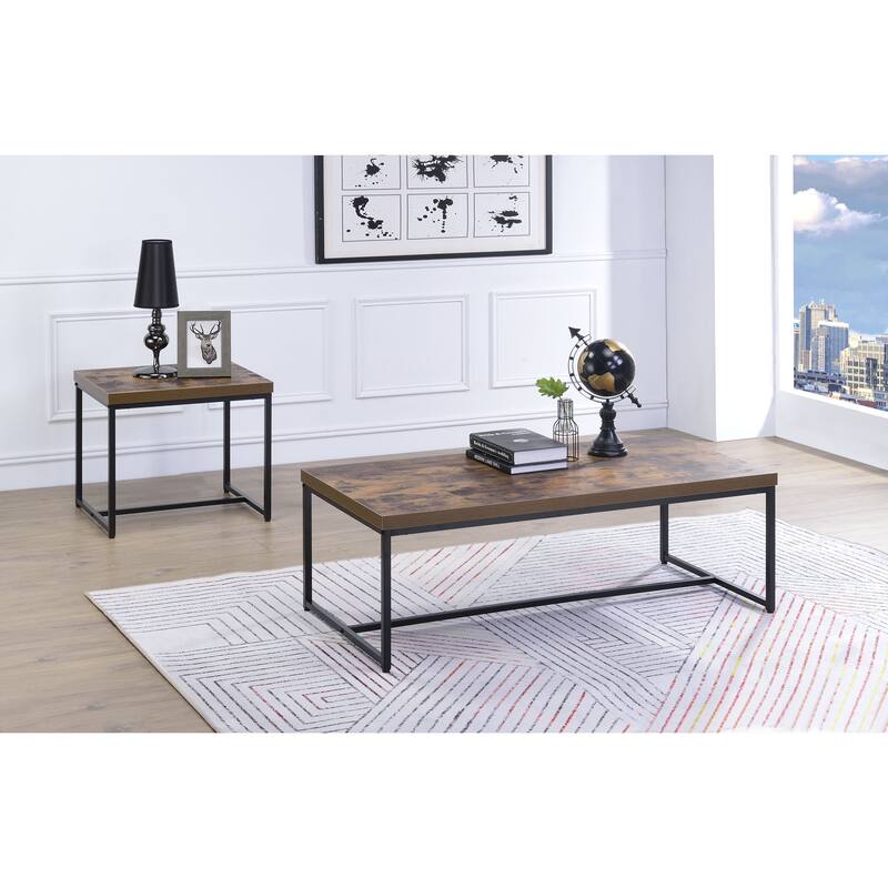 Mestica Weathered Oak and Black Rectangular End Table