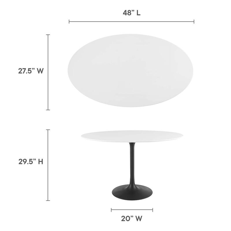 Lippa 48" Oval Wood Top Dining Table - Black White - N/A