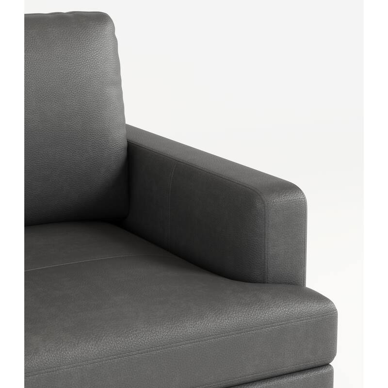 Top-Grain Leather Match Sofa, 77" Comfy Couch with USB Charger, Metal Legs, Ideal for Living Room & Office