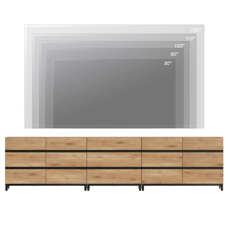 3 in 1 TV Stand for TVs up to 120 inches, Modern TV Console with 15 Drawers, Media Console for Living Room, Bedroom