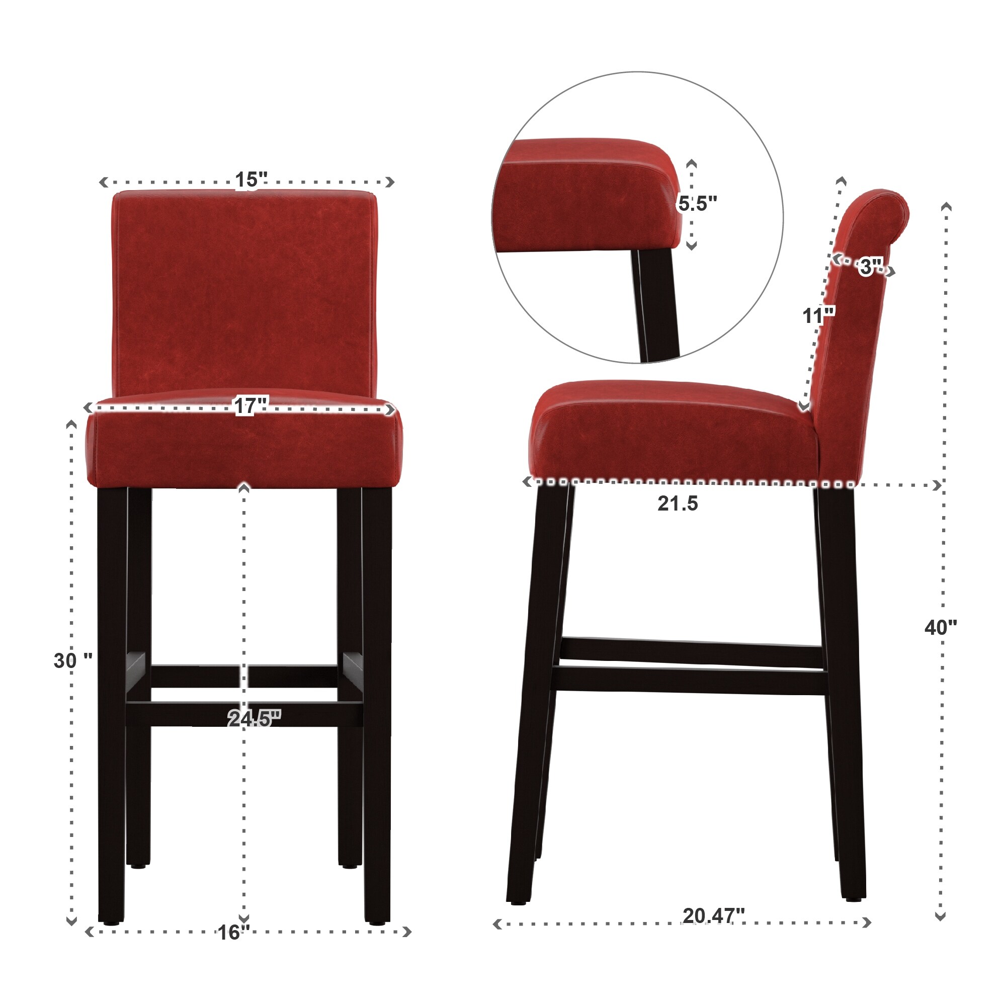 Red faux leather bar stools discount