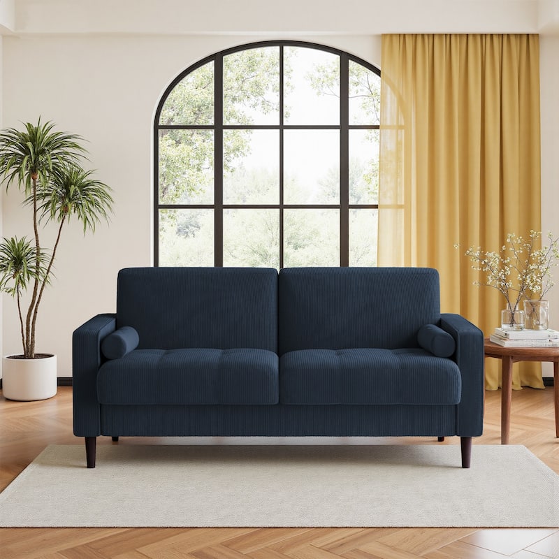 62.5'' W Corduroy Couch Upholstered Square Arm Sofa