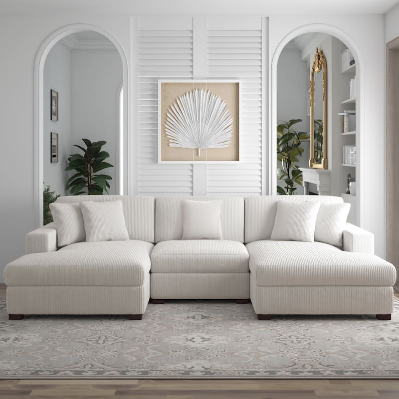 Corduroy Modular Couch Sectional Chaise Lounge Sofa