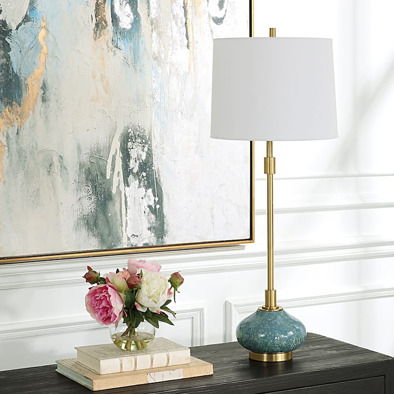 Drip Glaze Buffet Lamp - 34" - Seafoam Green