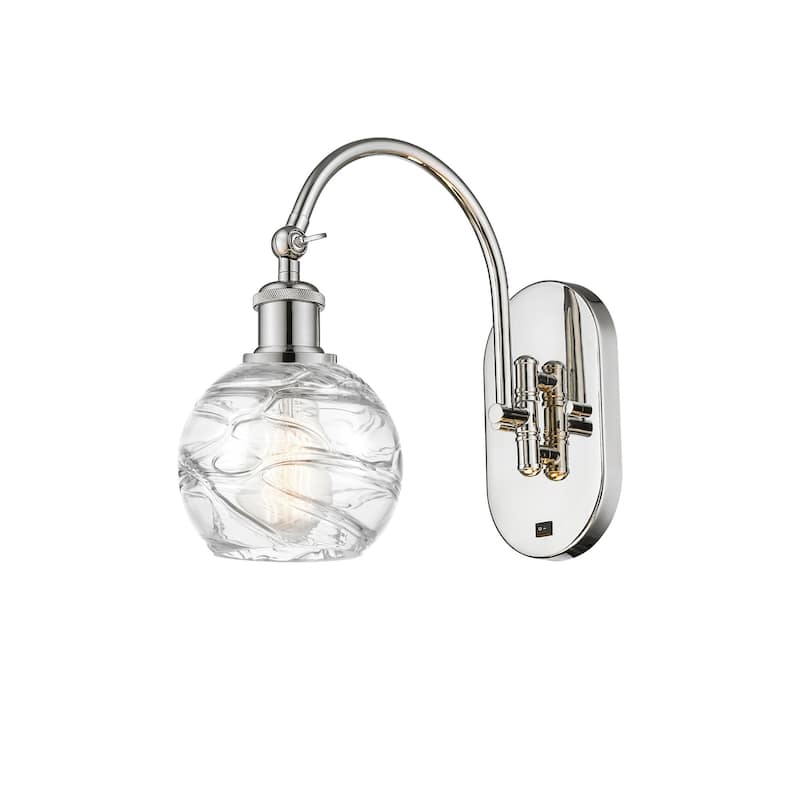 Innovations Lighting 518-1W-12-6 Athens Sconce Athens 12" Tall Wall - Polished Nickel / Clear Deco Swirl