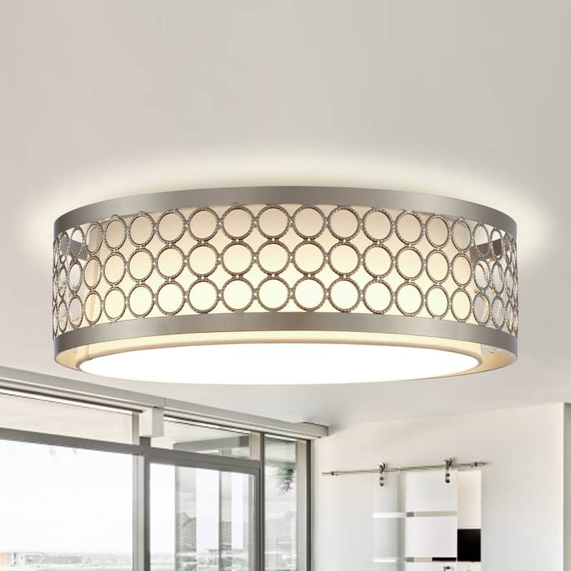 3-Light Gold Modern Drum Flush Mount Ceiling Light