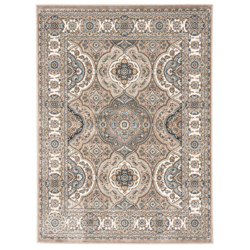 SAFAVIEH Atlas Mahala Traditional Oriental Viscose Rug - 3'3" x 4'7" - Taupe/Blue - Rectangle