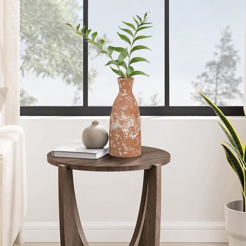 Rustic Brown Tall Round Stoneware Vase (Single)