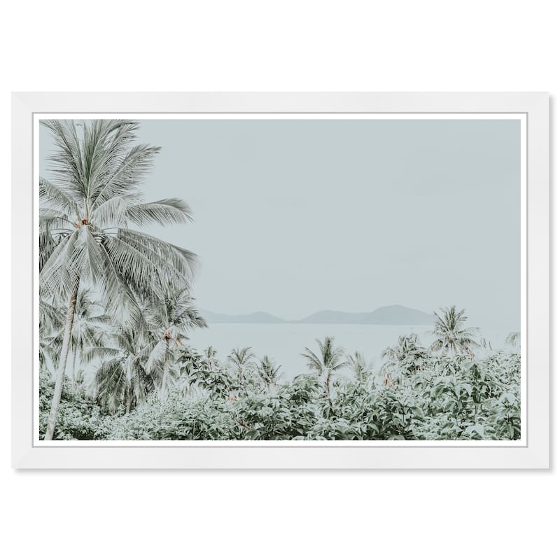 Wynwood Studio Prints Floral and Botanical Silver Grey Paradise Gray and Dark Green Tropical Wall Art Canvas Print