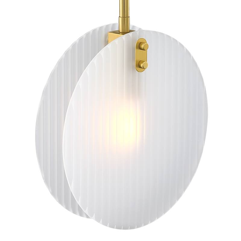 Sky Fall 60 Watt 1-Light Brushed Gold Contemporary Pendant Light with Etched Fluted Glass Shade - 10.75