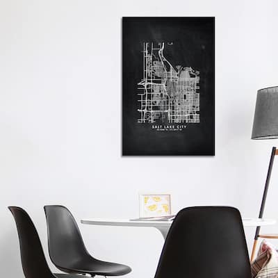 iCanvas "Salt Lake City Map Chalkboard Style" by WallDecorAddict Canvas Print