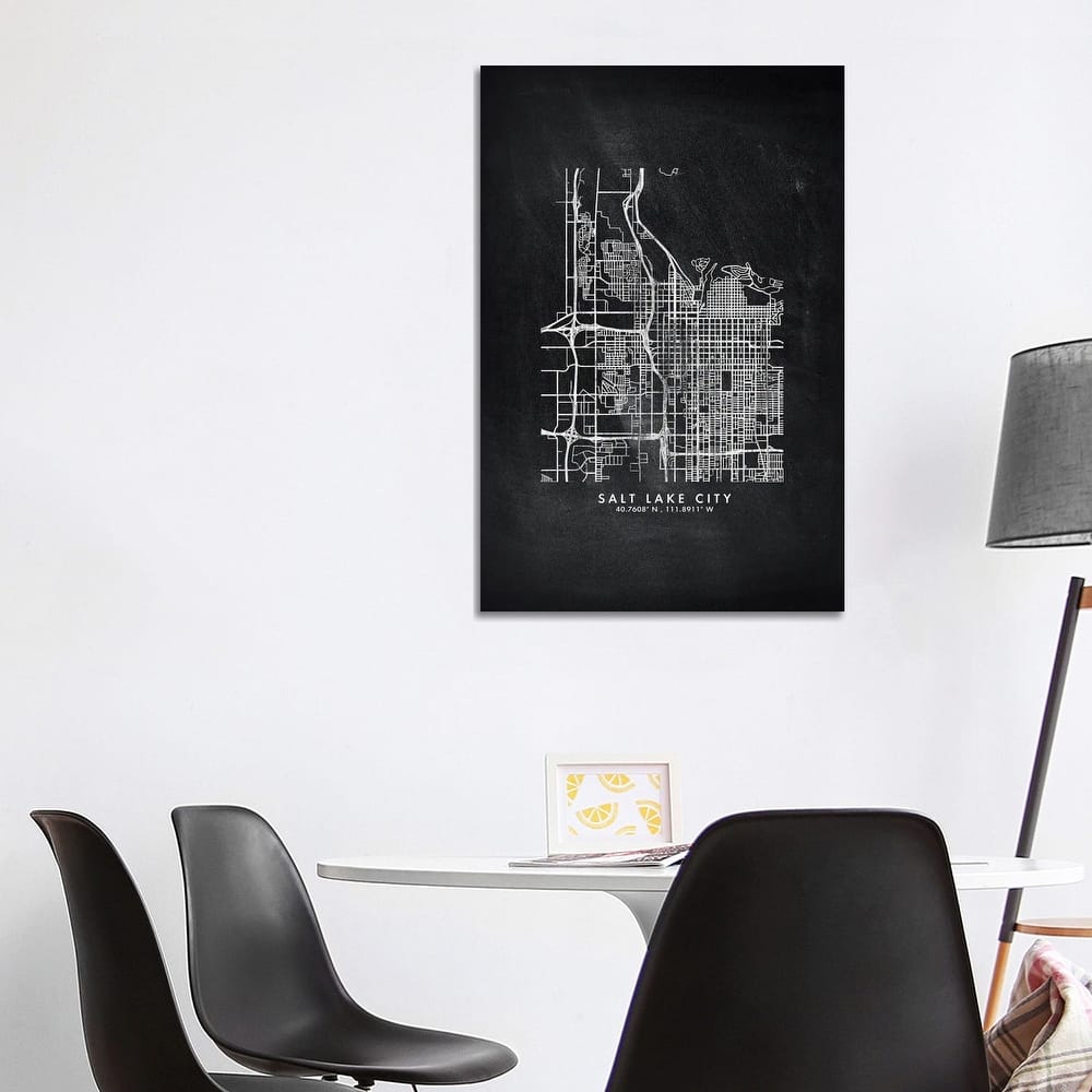 iCanvas "Salt Lake City Map Chalkboard Style" by WallDecorAddict Canvas Print