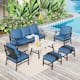 MAISON ARTS 6/7-Piece Patio Conversation Sets, Sofa Set with 2/4 x Single Chairs, 1 x 3-seater Sofa and Coffee Table/Ottomans - Set 1 - Peacock Blue