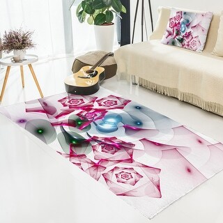 Designart 'Pink Roses Fractal Design' Abstract Area Rug - Bed Bath ...