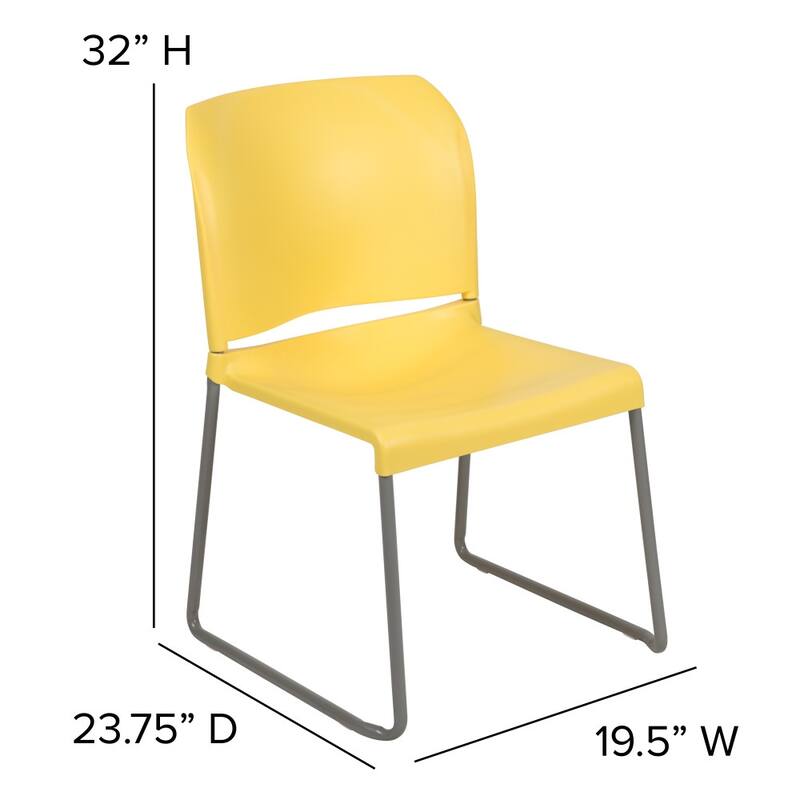 880 lb. Capacity Full Back Contoured Stack Chair with Powder Coated Sled Base