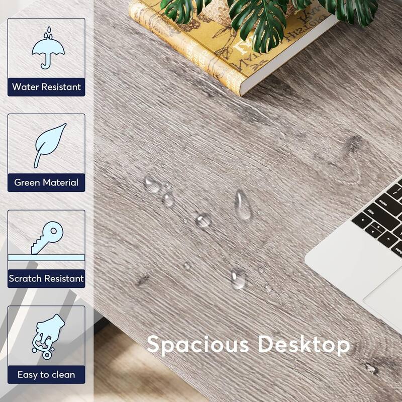 55" Modern Writing Desk with Z-Shaped Metal Legs, Heavy Duty