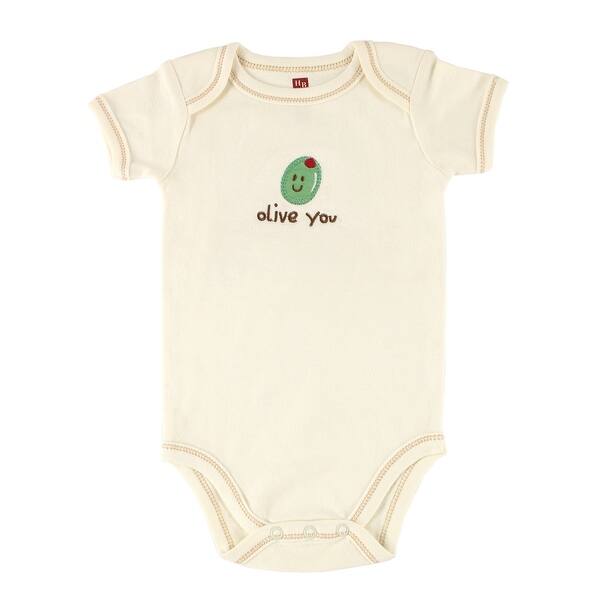 slide 1 of 1, Touched by Nature Baby Unisex Organic Cotton Bodysuits, Olive 0-3 Months - Olive
