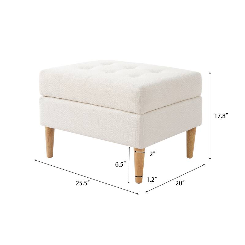 Christopher Knight Home- Modern Mid-Century Upholstered Tufted Ottoman with Solid Wood Legs & Versatile Use
