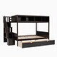 preview thumbnail 15 of 30, Twin over Full Wood Bunk Bed with Shelfs, Storage Staircase and Drawers