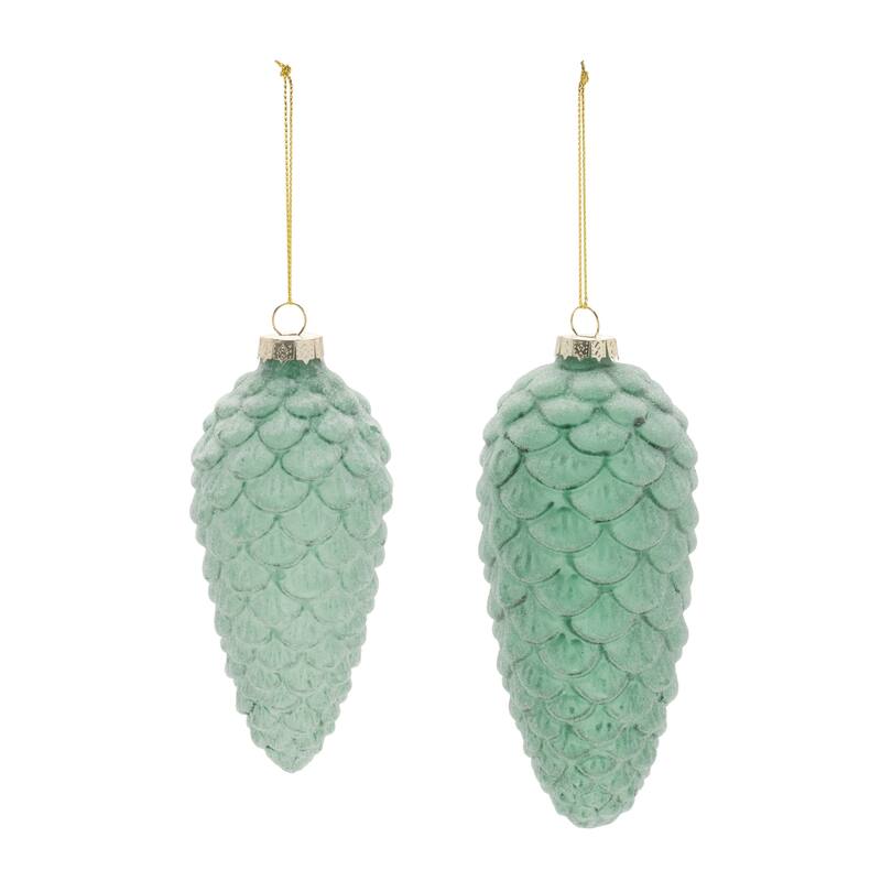 Frosted Glass Pinecone Ornament (Set of 6) - N/A