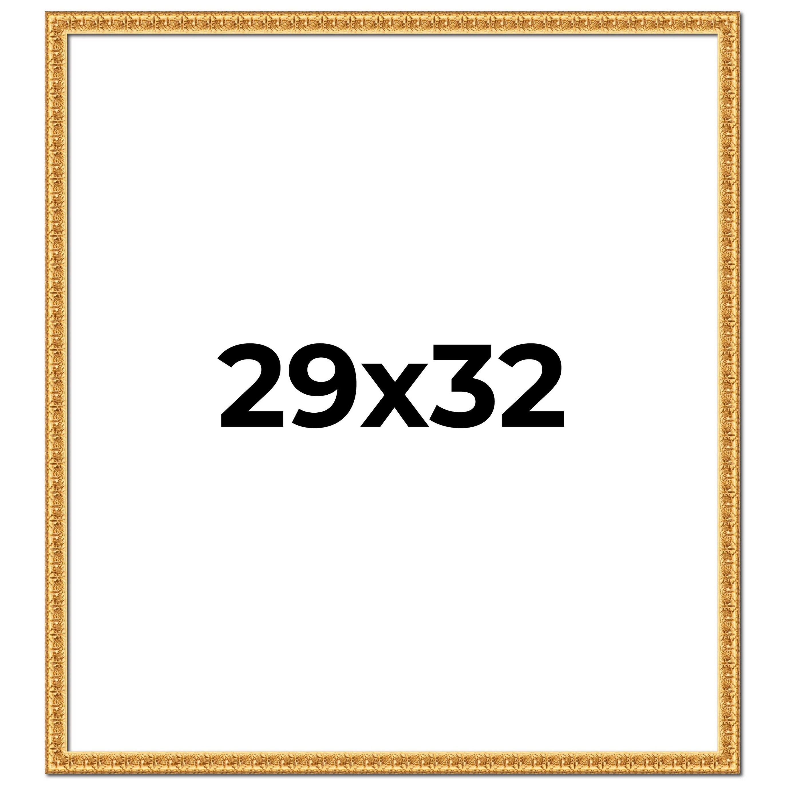 29x32 Frame Gold Real Wood Picture Frame Width 1 inches | Interior