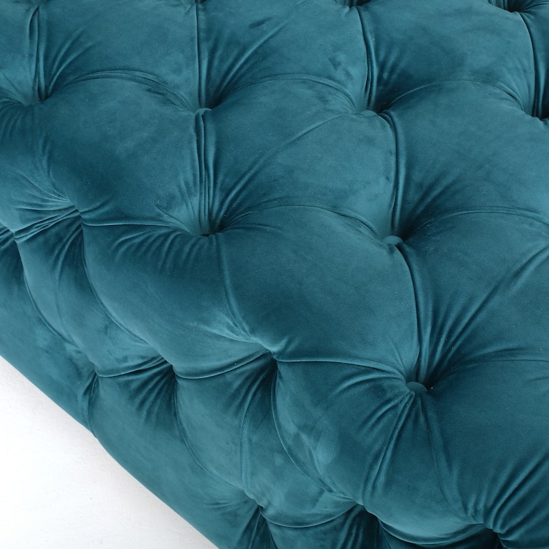 Luxurious Velvet Upholstered Ottoman Bench with Button-Tufted Diamond Stitching for Modern Glam Decor and Versatile Use