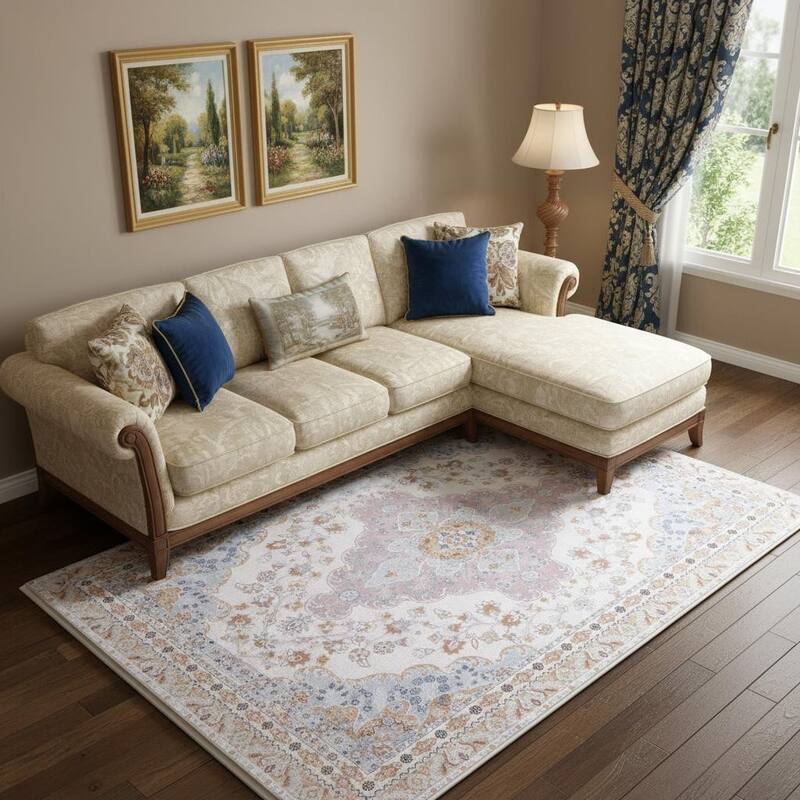 HomeRoots Medallion Traditional Rectangle Area Rug - 6' X 9' - 6' X 9'
