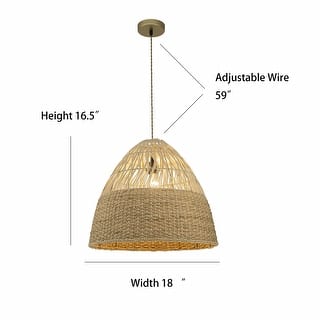 Willa 1-Light Rattan Dome Pendant, Coastal Boho - Handwoven - 20" Wide