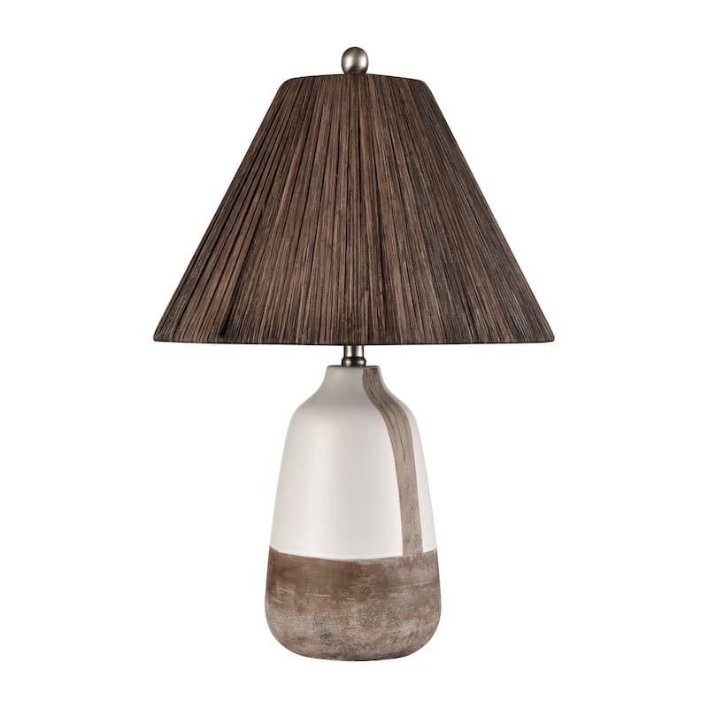 Elk Home Kirkover White Glazed With Woven Rattan Shade Table Lamp