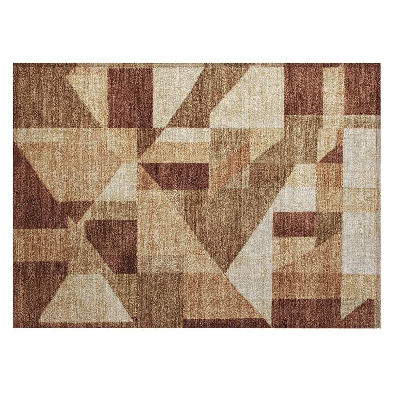 Machine Washable Indoor/ Outdoor Modern Geo Chantille Rug