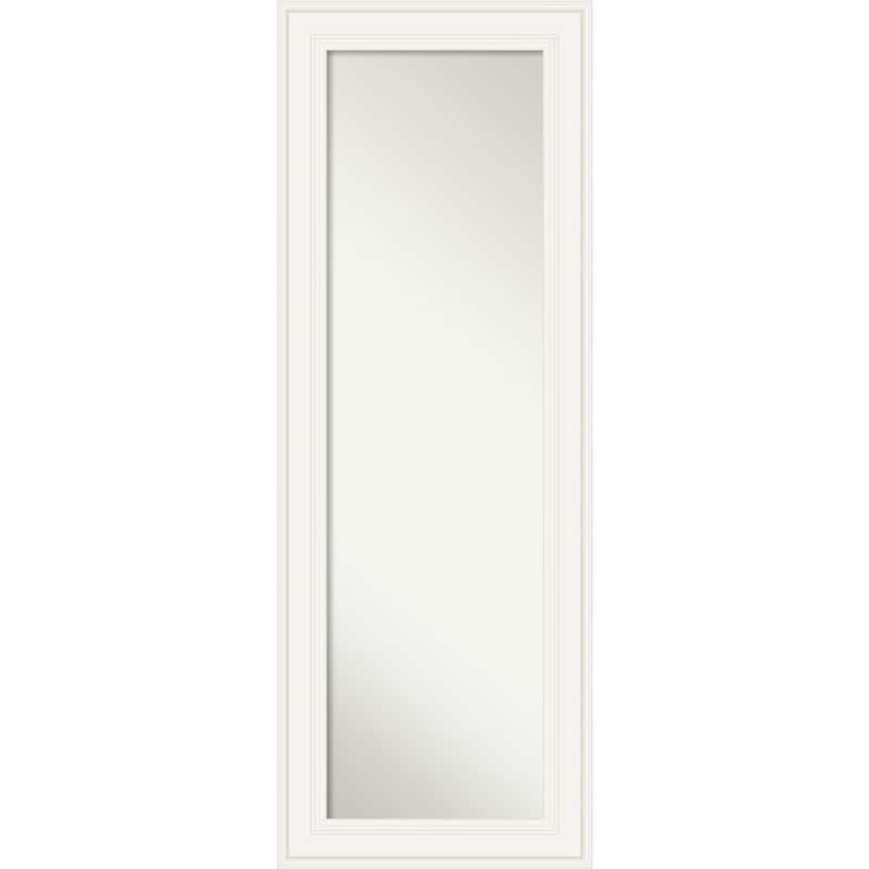Non-Beveled Full Length On The Door Mirror 53.5 x 19.5 in. - Ridge Frame - Ridge White - 20 x 54 in