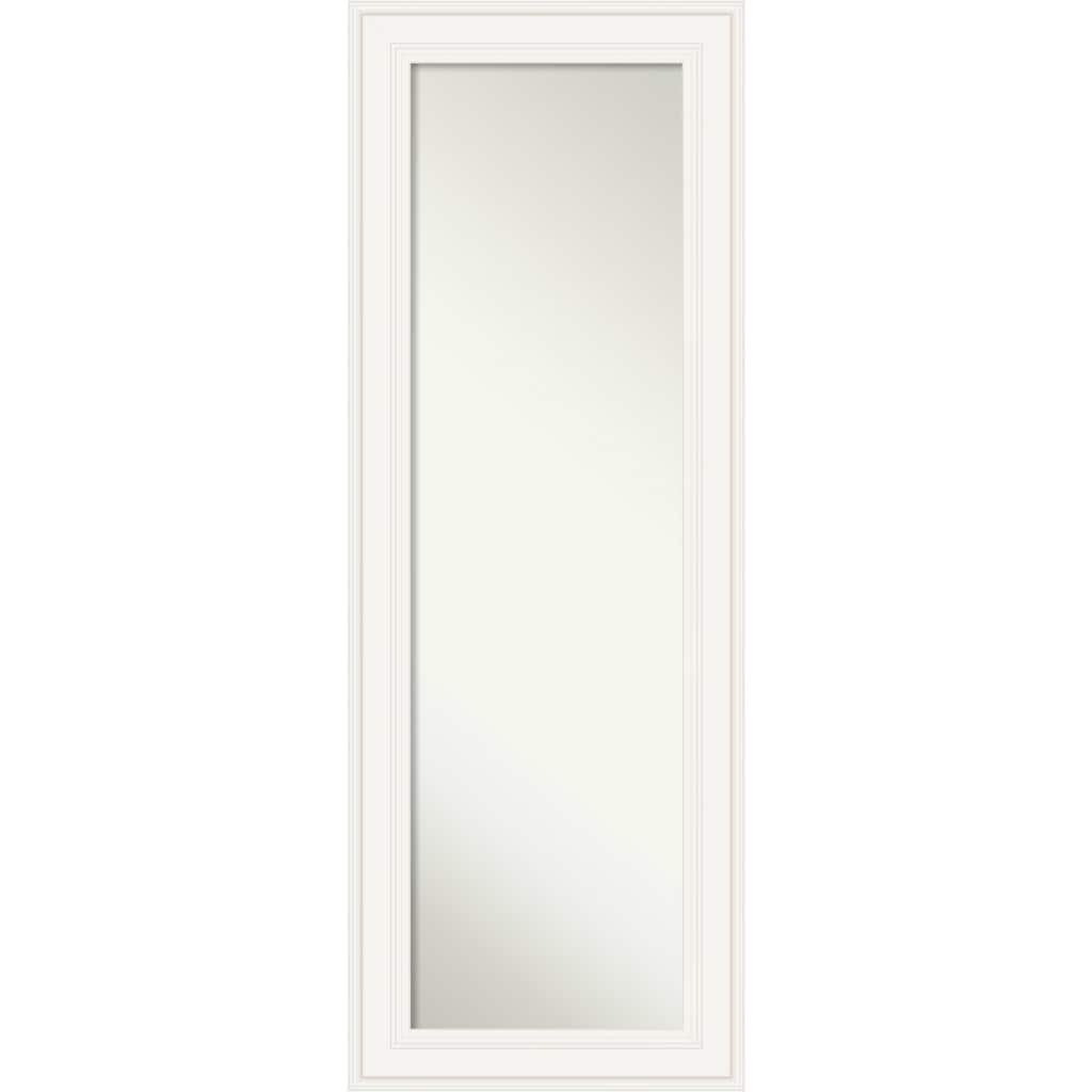 Non-Beveled Full Length On The Door Mirror 53.5 x 19.5 in. - Ridge Frame - Ridge White - 20 x 54 in