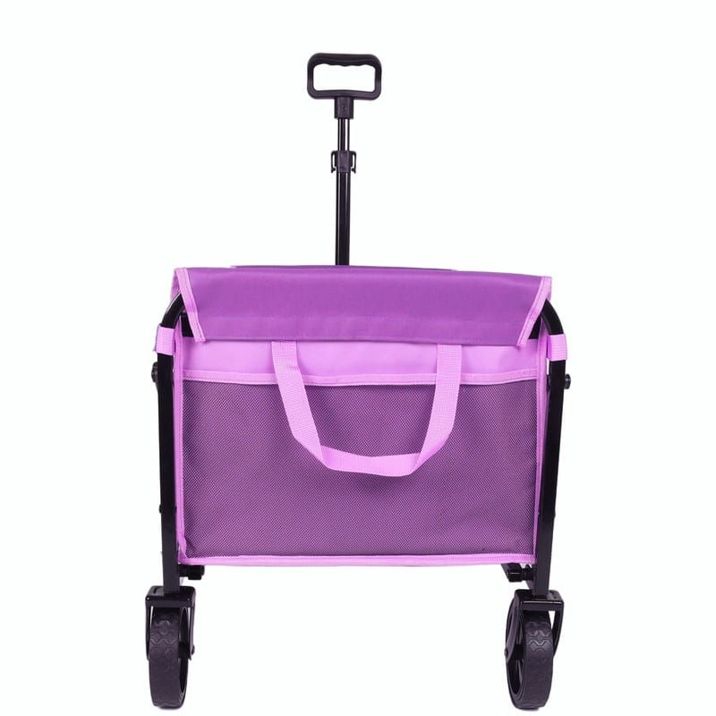 Collapsible Utility Wagon with Wheels, Lightweight Folding Cart with Cup Holders