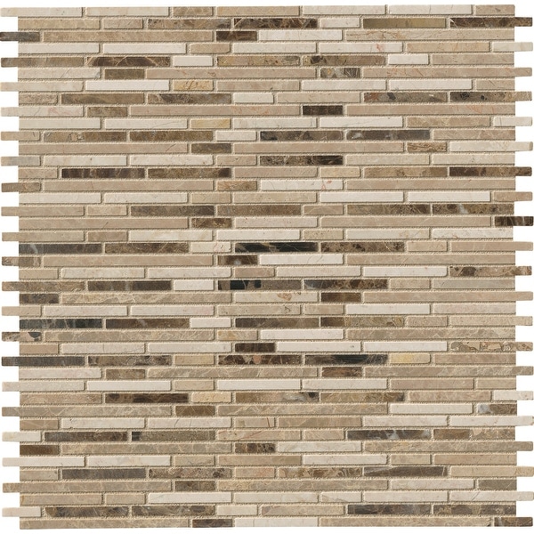 MSI SMOT-B-BMP10MM Emperador - 12" x 12" Random Linear Mosaic Sheet - Honed Marble Visual - Sold by Carton (10 SF/Carton)