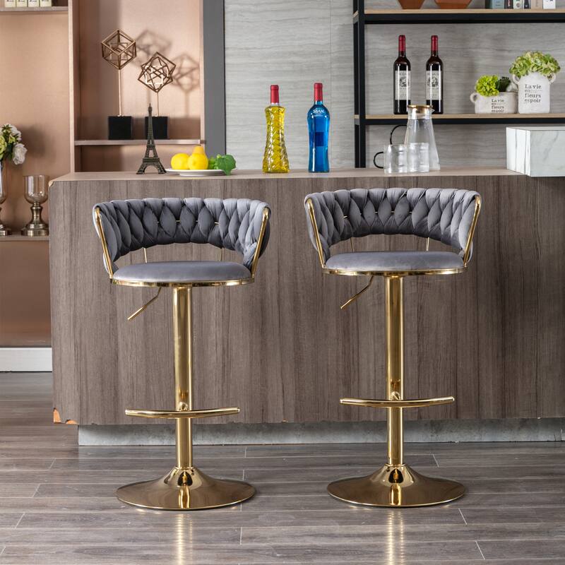 Height Adjustable Bar Stool with Footrest,Set of 2