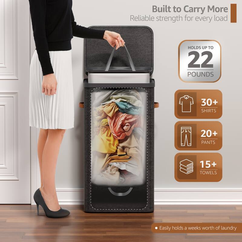 Sorbus 1-Compartment Laundry Basket with Removable Laundry Bag, Durable Organizer for Bathroom - 16.5" W x 12.5" D x 29.5" H