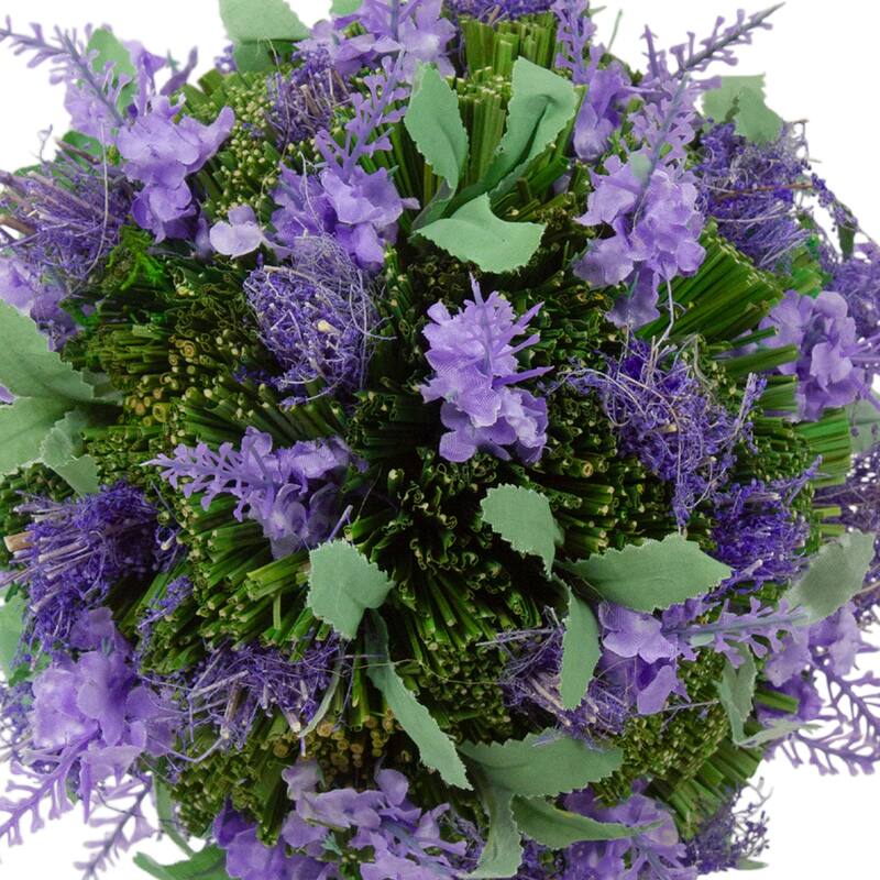 Floral and Foliage Sisal Ball Hanging Spring Decoration - 7" - Purple