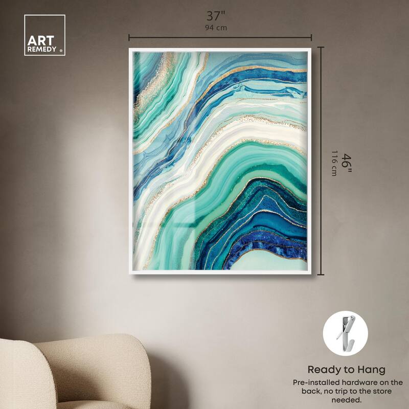 Blue Green Abstract Agate I Shadowbox by Art Remedy