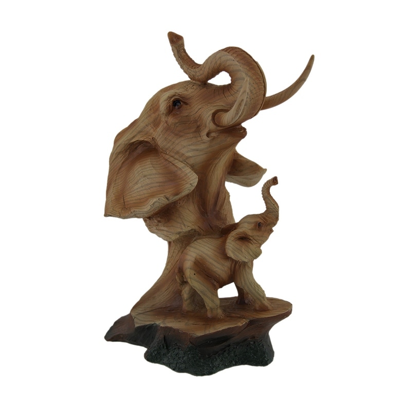 Small Elephant Head Bust Faux Carved Wood Look Figurine 4/" High Resin New!