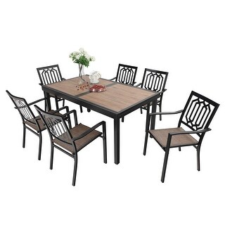 Overstockmfstudio 7 9 Piece Patio Dining Furniture Set With 6 Textilene Stackable Chairs And 1 Expandable Outdoor Dining Rectangle Table 7 Piece Sets Dailymail Decor modern outdoor dining door furniture plans table diy outdoor furniture outdoor dining table expandable dining table outdoor dining outdoor. shop dailymail