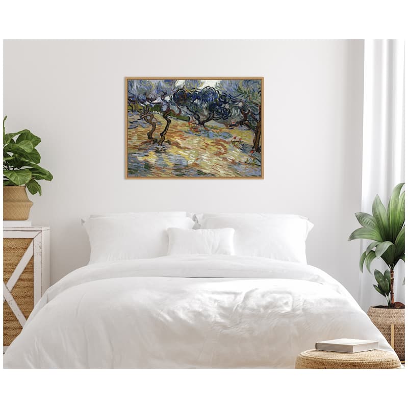 Kate and Laurel Olive Trees by Vincent van Gogh by Nostalgia Prints Framed Canvas Wall Art Print