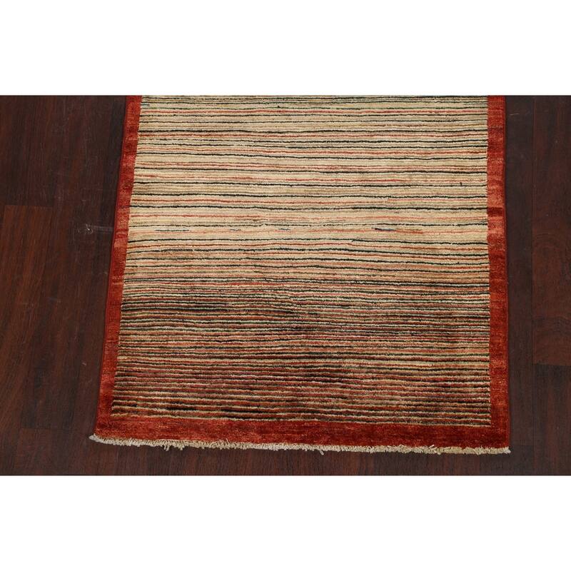 Modern Striped Gabbeh Kashkoli Oriental Area Rug Wool Handmade - 3'3" x 4'8"