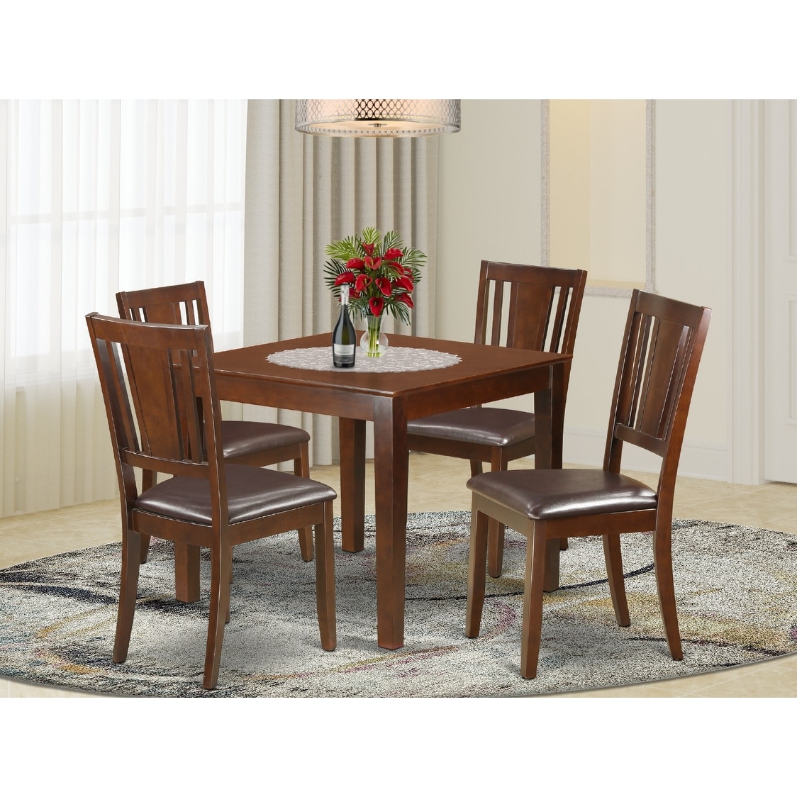 Oxford Mahogany Square 5 Piece Dinette Dining Set Overstock 14366596